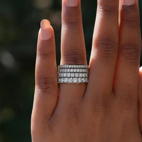 [Moissanite Round Cut Half Eternity Band]-[Golden Bird Jewels]