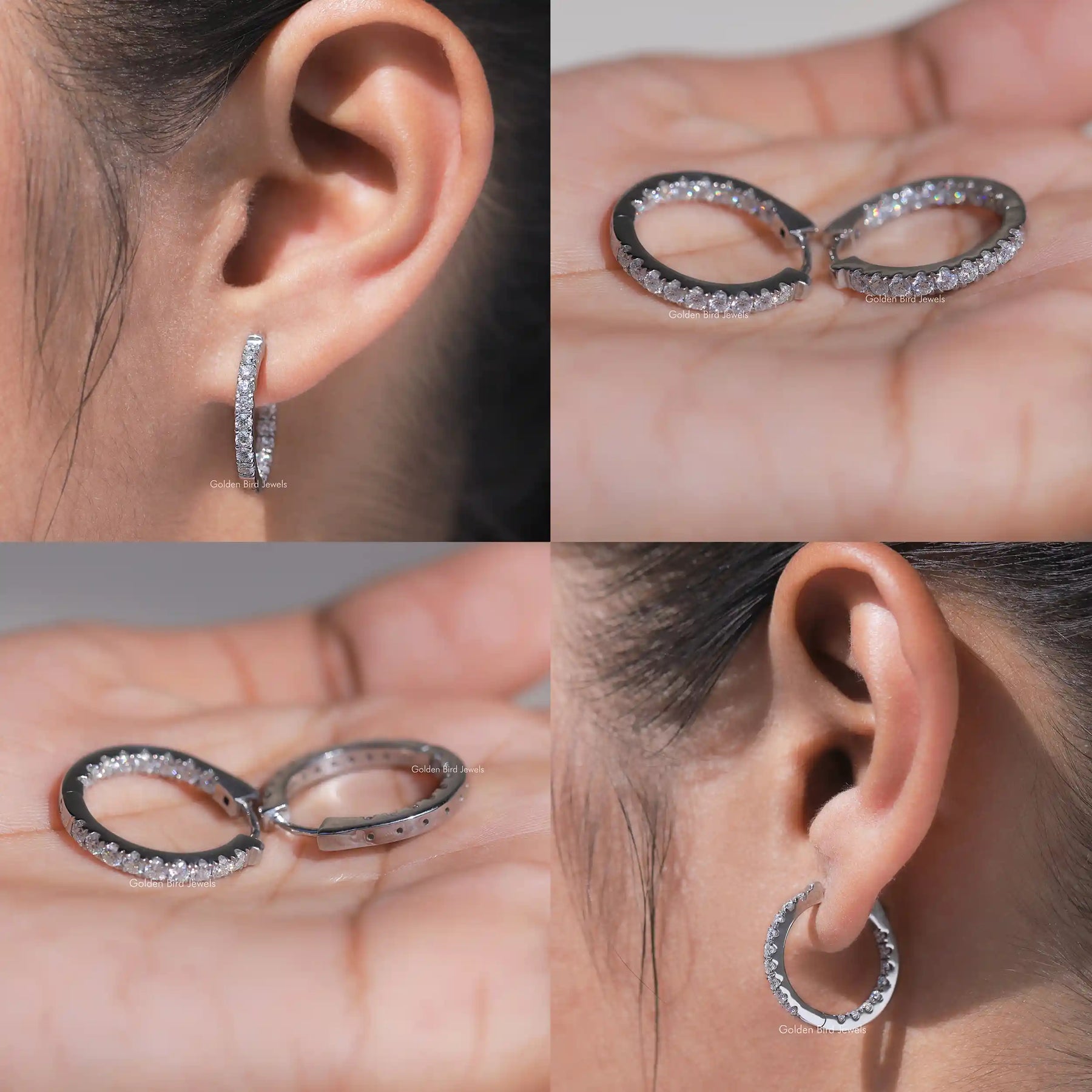 Unique Round Cut Moissanite Huggies Earrings