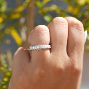Moissanit-Eternity-Ring im Rundschliff und Pavéfassung