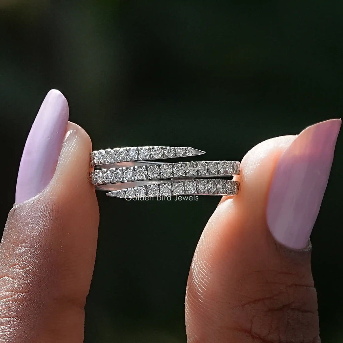 [Round Cut Moissanite Spiral Eternity Band]-[Golden Bird Jewels]