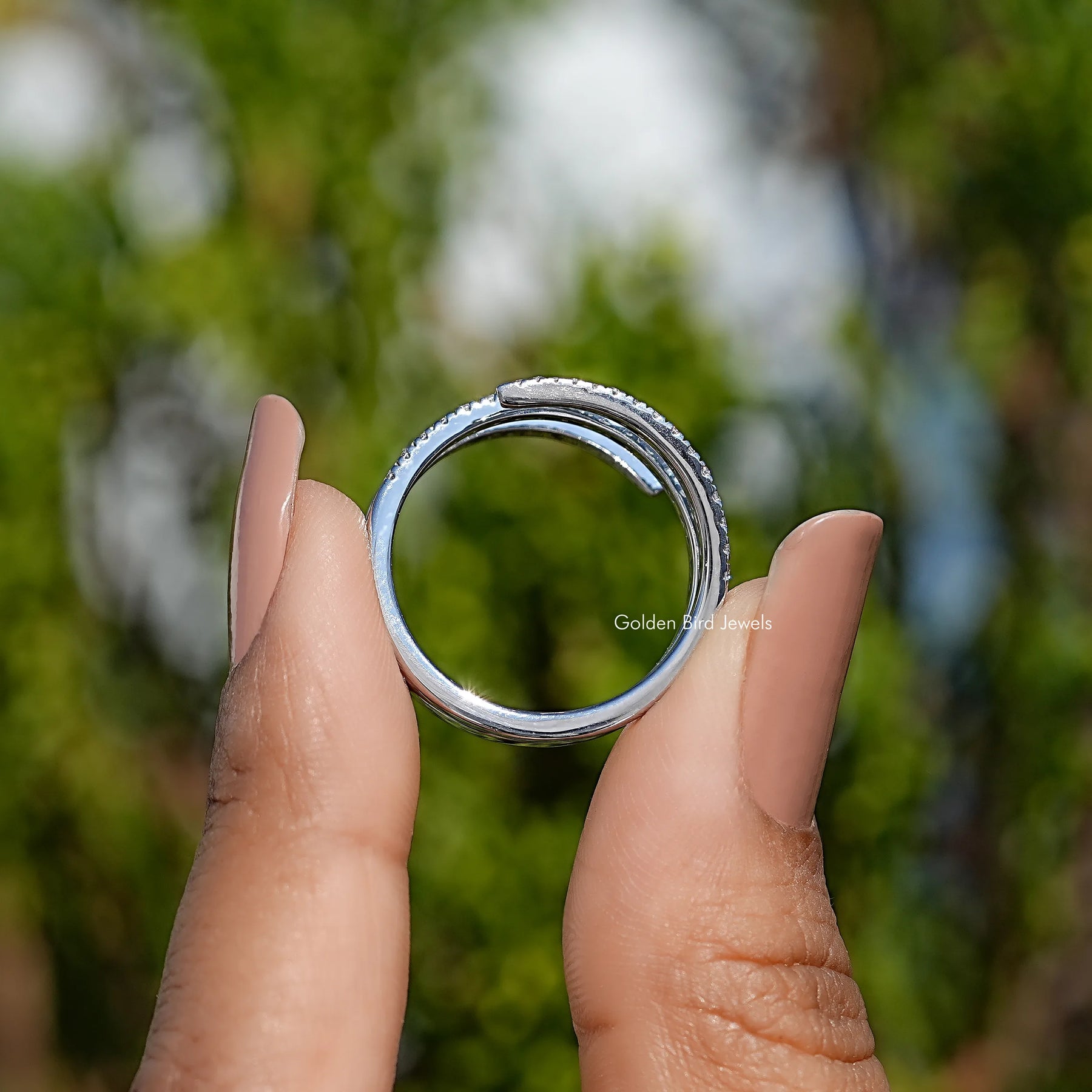 Moissanite Round Cut Spiral Eternity Band