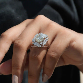 Detailed View Of Moissanite Round Cut Vintage Ring In White Gold