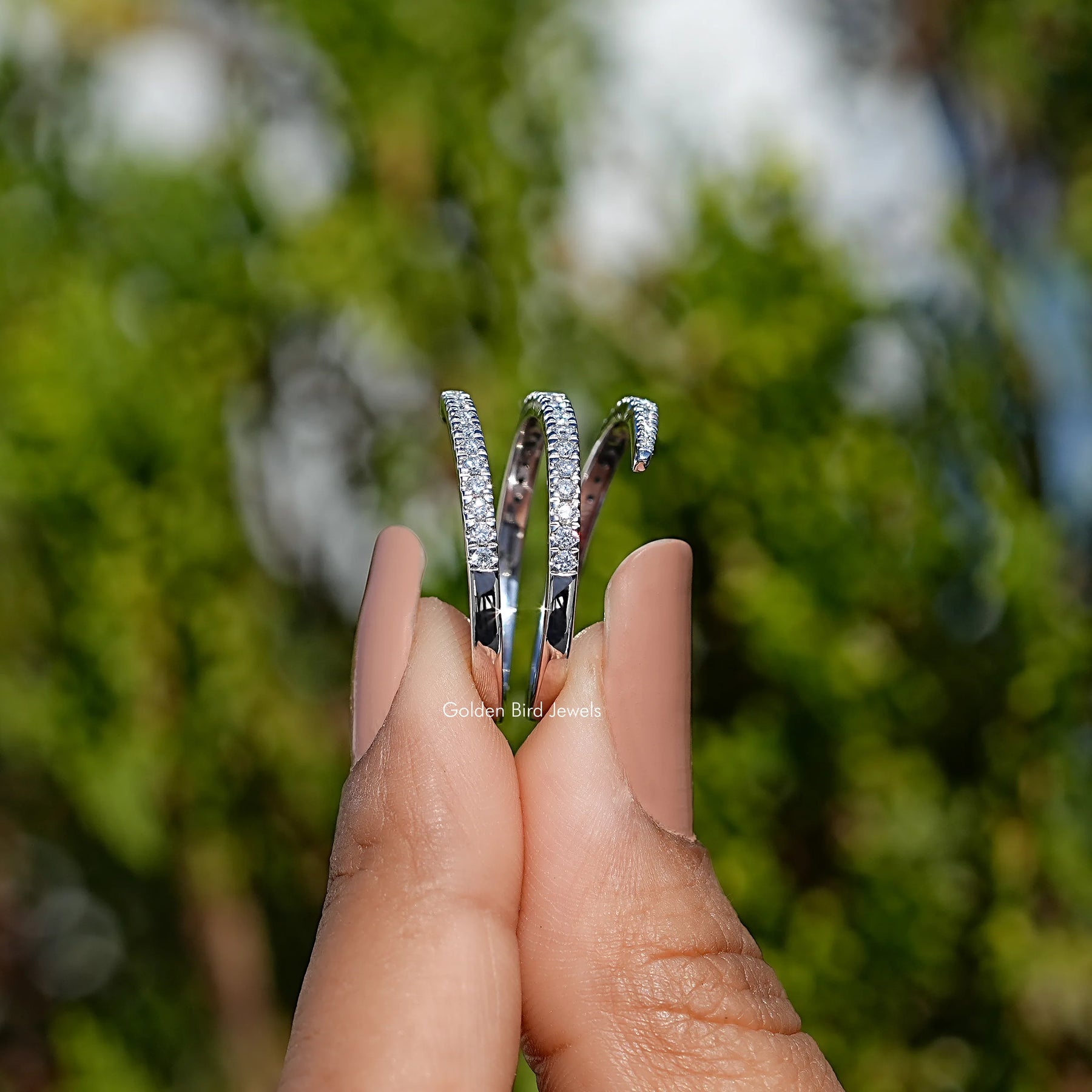 Moissanite Round Cut Spiral Eternity Band