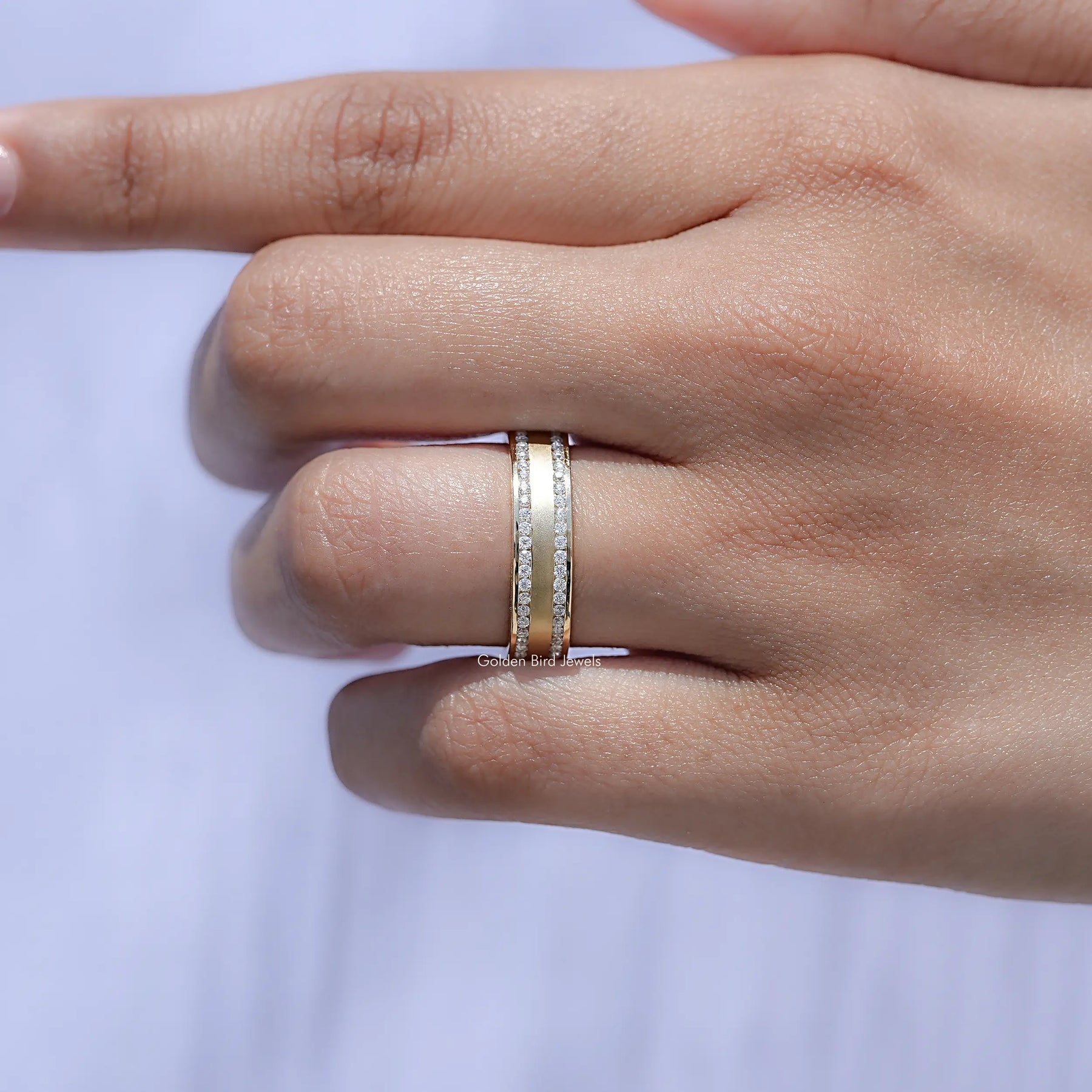 Moissanite Round Cut Full Eternity Wedding Band