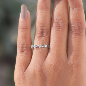 [Moissanite Round Cut Distance Eternity Band]-[Golden Bird Jewels]