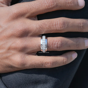 Round Shaped Moissanite Half Eternity Men's Band