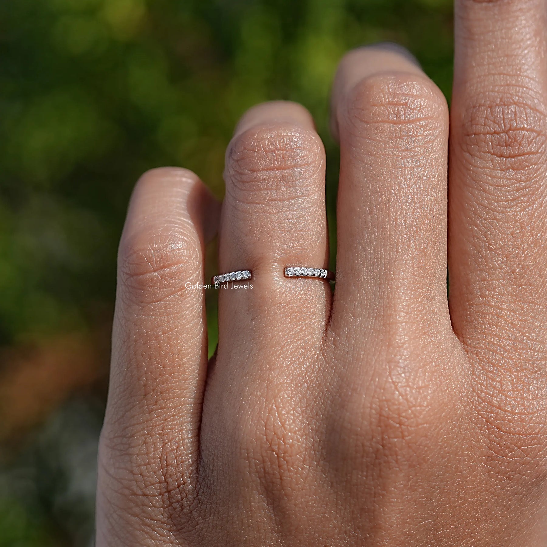 Round Shaped Moissanite Open Cuff Band