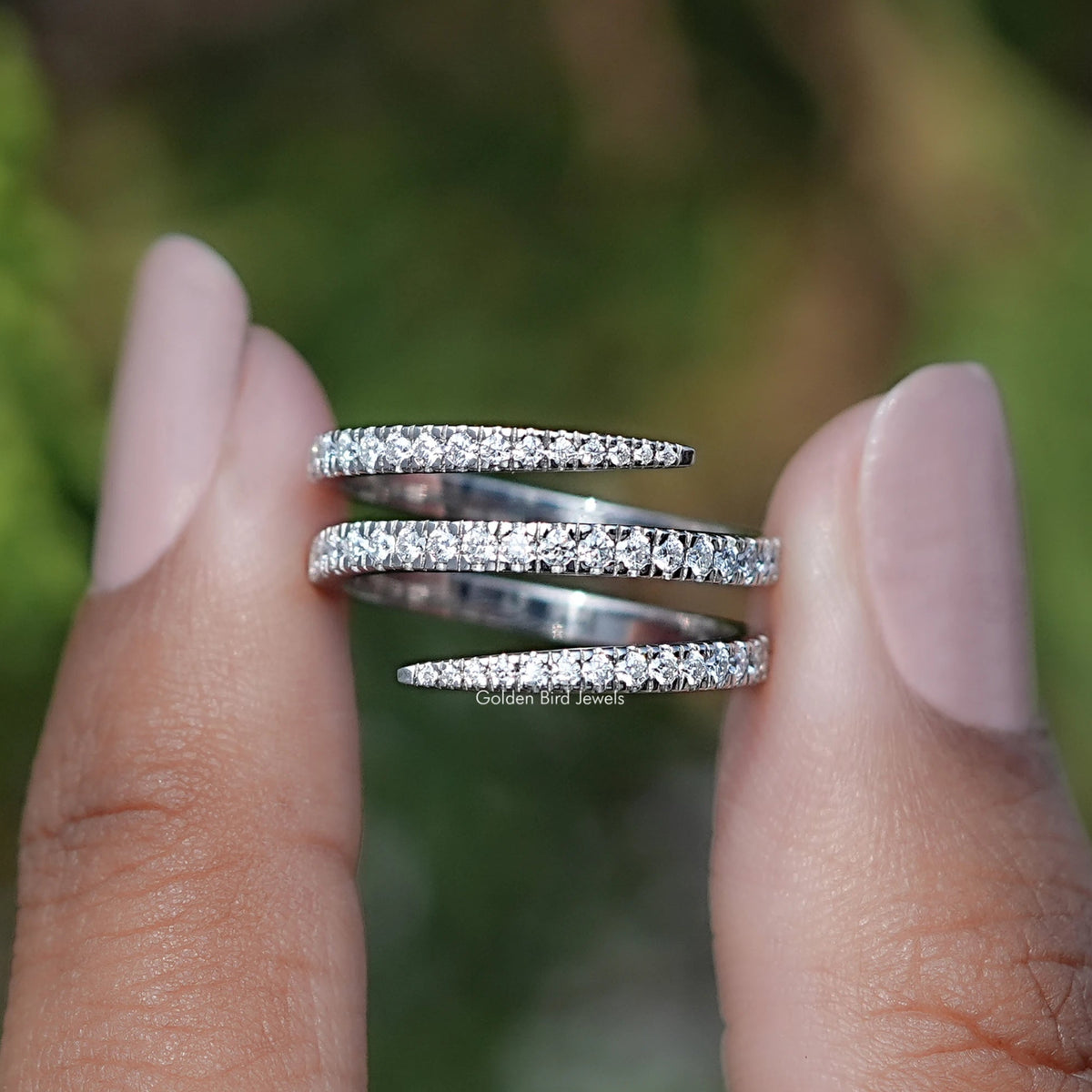 Moissanite Round Cut Spiral Eternity Band