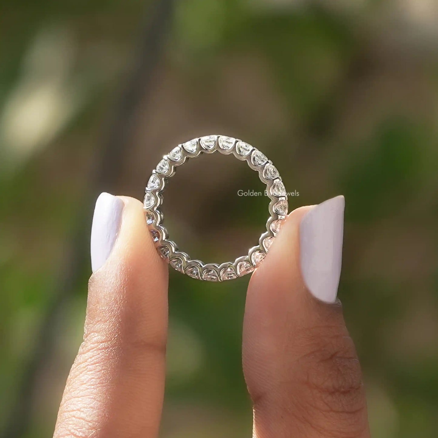 Round Moissanite Full Eternity Wedding Band
