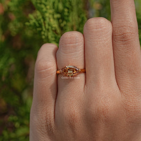 Champagne East West Old Mine Moval Moissanite Ring