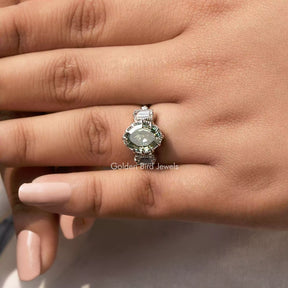 Moissanite Oval Cut Engagement Ring In finger
