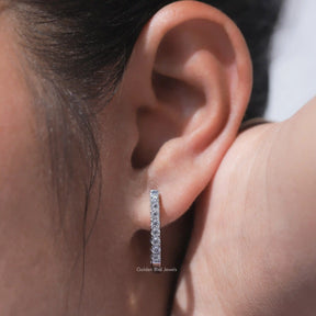 Unique Round Cut Moissanite Huggies Earrings