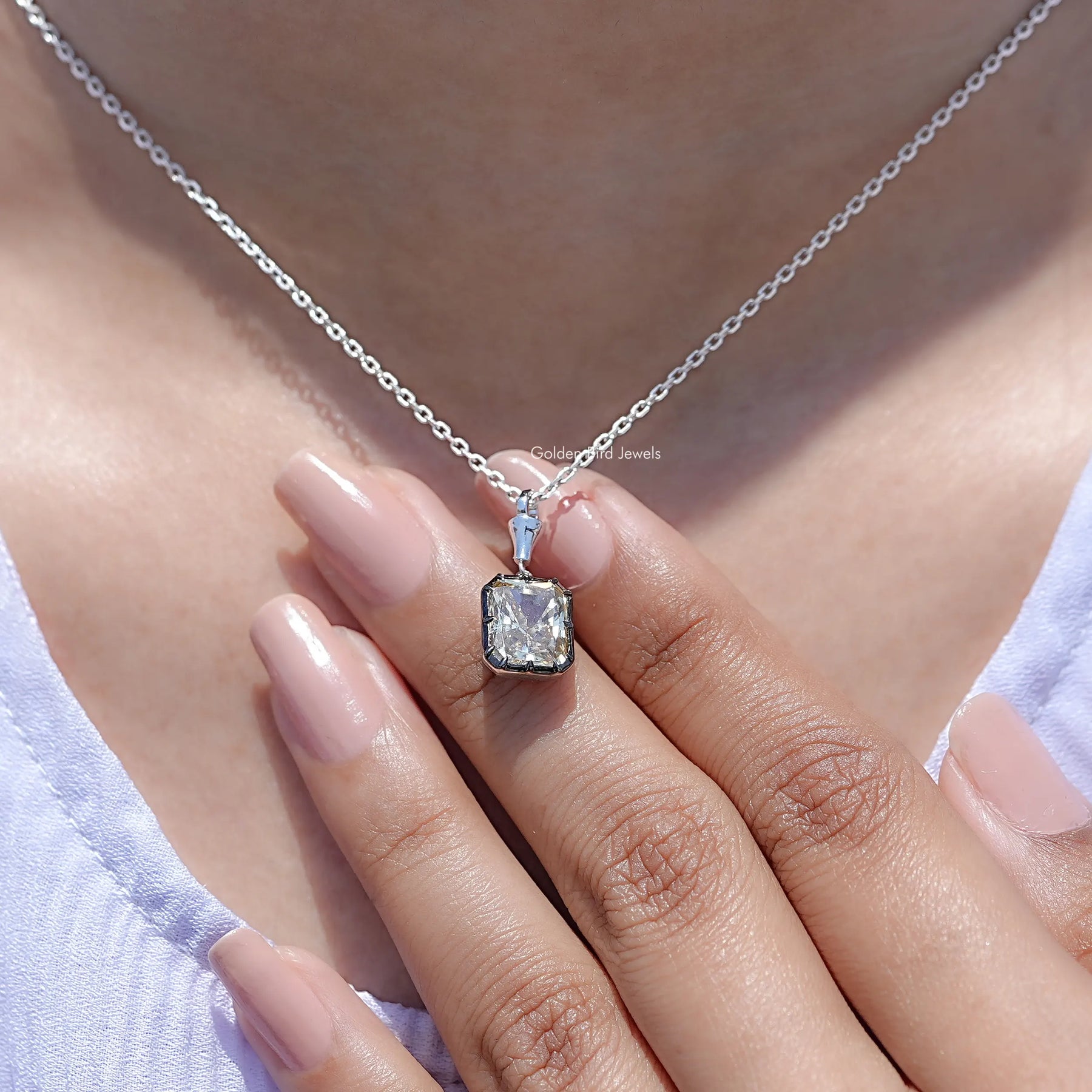 Yellow Radiant Moissanite Solitaire Pendant