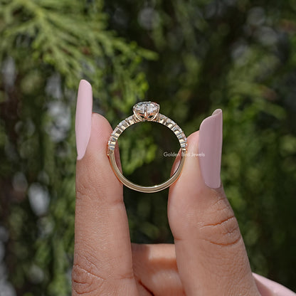 Moissanite Old Mine Moval Accent Stone Ring