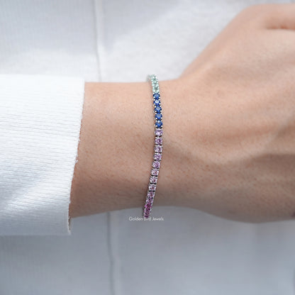 Multi Color Round Gemstone Tennis Bracelet