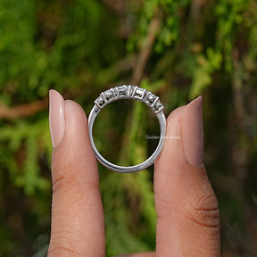 Multi Shape Lab Diamond Half Eternity Wedding Band