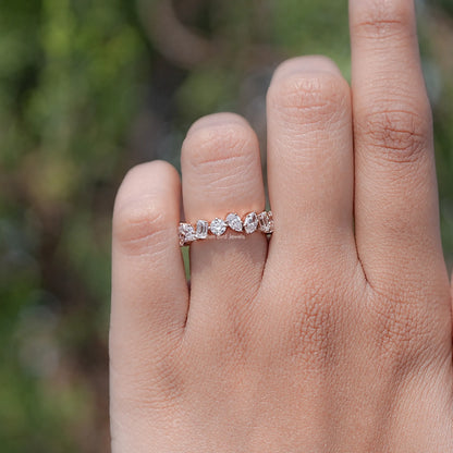 In finger view of Multi Shape Lab Diamond Halo Ring
