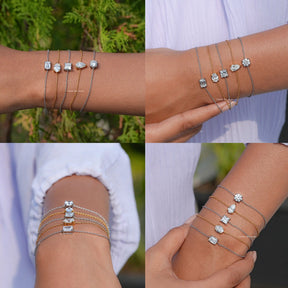 Multi Shape Moissanite Solitaire Chain Bracelet