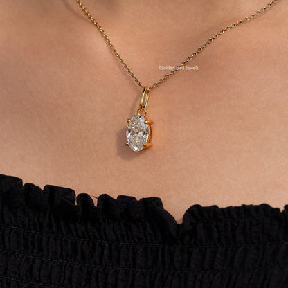 Detailed View Of Old Mine Oval Moissanite Pendant 