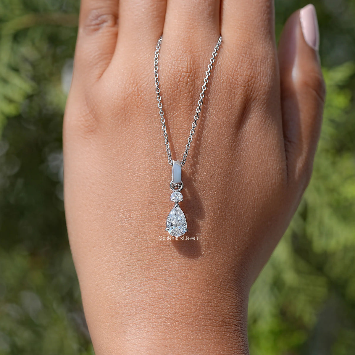 Pear & Round Cut Lab Grown Diamond Pendant