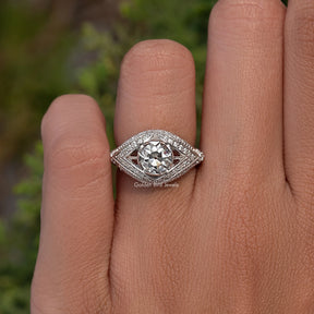 OEC Runder Art Deco Moissanit Ring für Sie