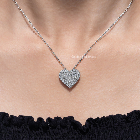 Heart Shape Cluster Lab Diamond Pendant