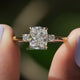 Cushion Diamond Three Stone Ring
