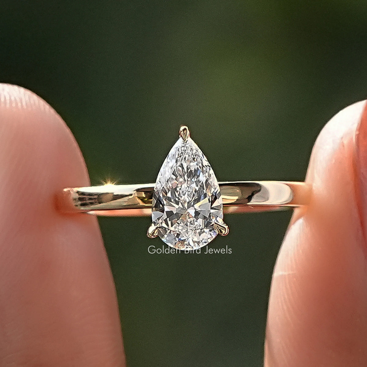 Pear Shaped Diamond Ring in 14K White Gold