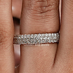 Round Cut Lab Diamond Pave Set Wedding Band