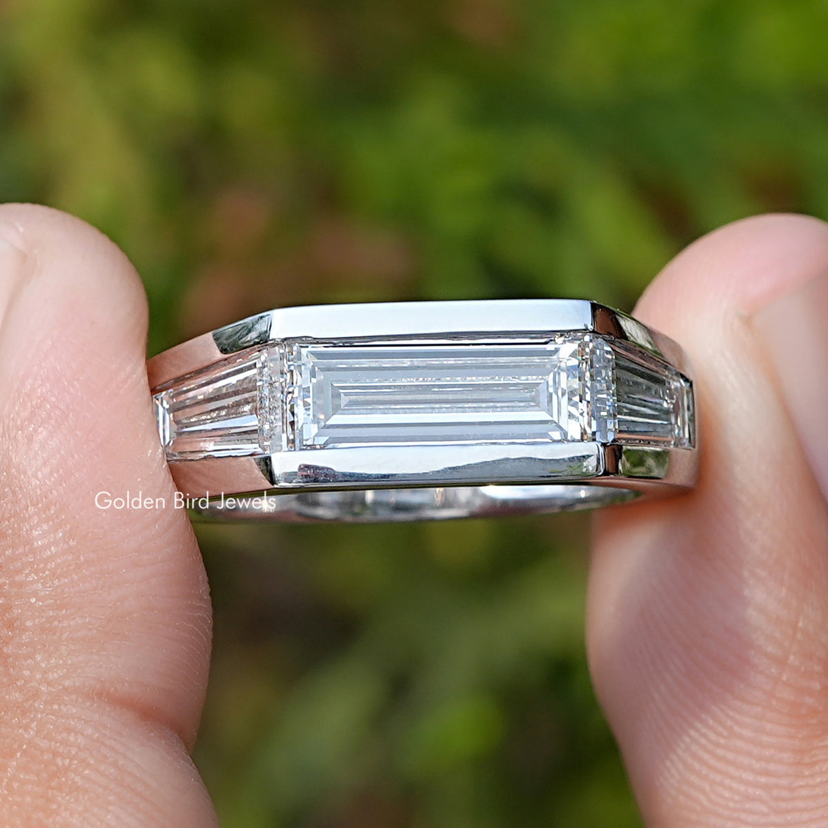 Baguette Cut Lab Grown Diamond Men's Ring