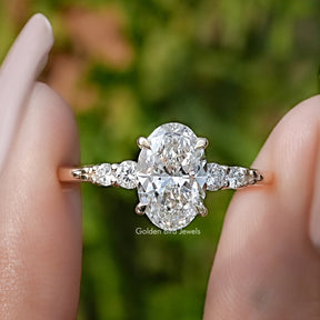 Oval And Round Cut Lab Diamond Five Stone Ring