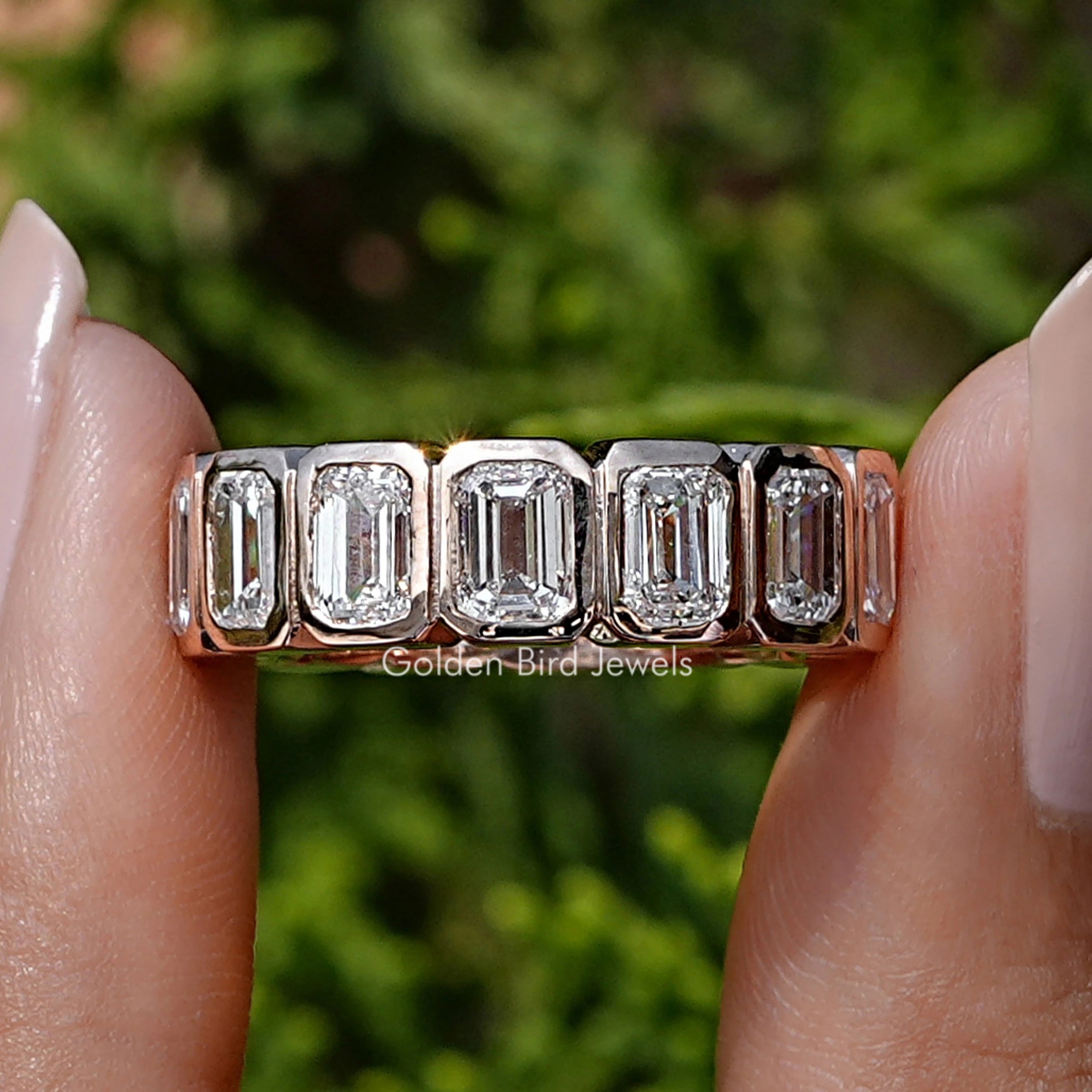Lab Diamond Emerald Cut Eternity Band – goldenbirdjewels