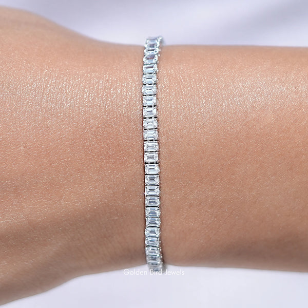 Emerald Lab Diamond Tennis Bracelet – goldenbirdjewels