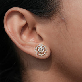 Round Cut Lab Diamond Cluster Stud Earrings