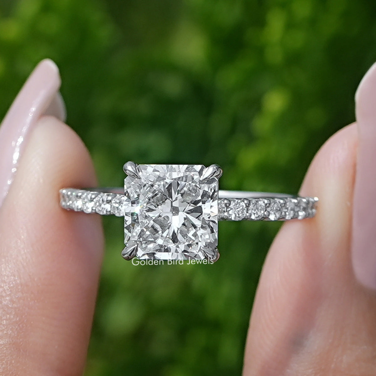 Square Radiant Accent Cut Diamond Engagement Ring