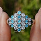 Round Cut Paraiba Gemstone Cluster Engagement Ring