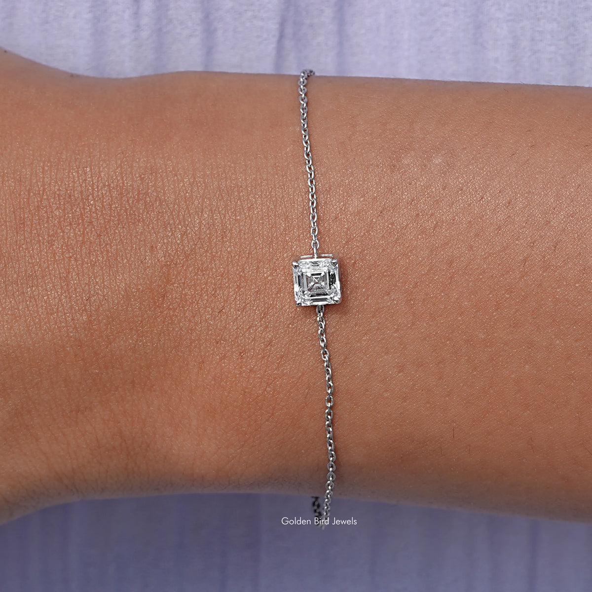 Asscher Lab Diamond Delicate Chain Bracelet