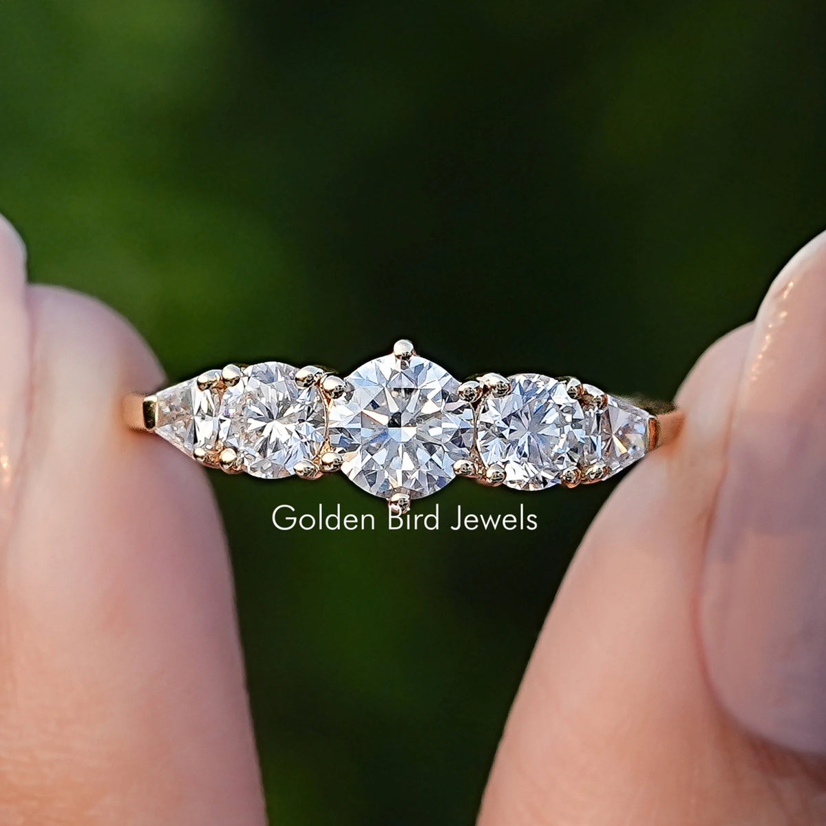 Shield And Round Lab Diamond Five Stone Ring