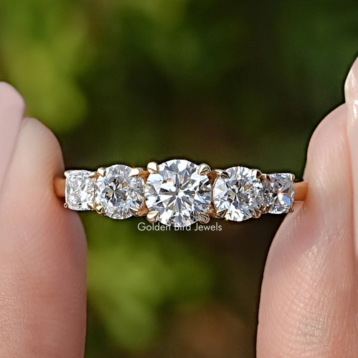 Round Cut Lab Diamond Five Stone Ring