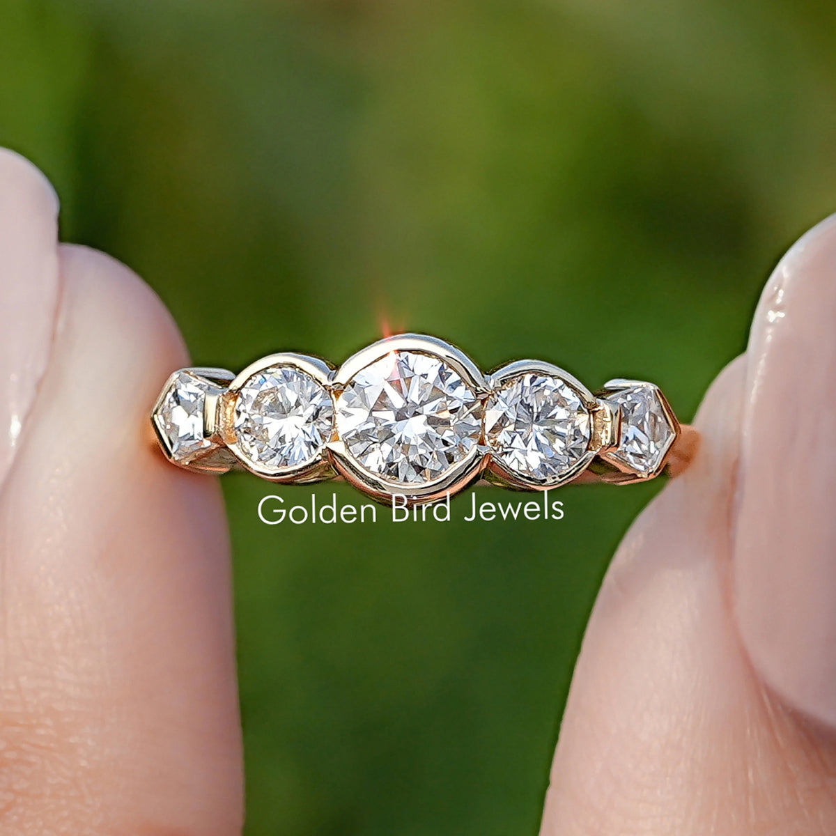 Pentagon And Round Lab Diamond Five Stone Ring