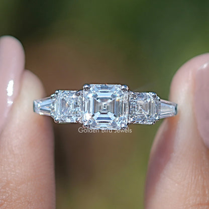 Asscher And Tapered Baguette Cut Five Stone Ring
