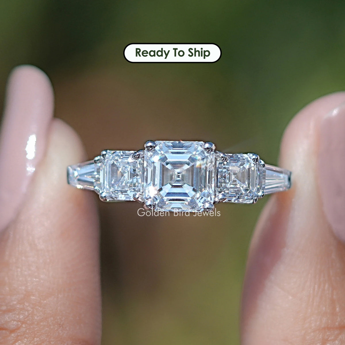 Asscher And Tapered Baguette Cut Five Stone Ring
