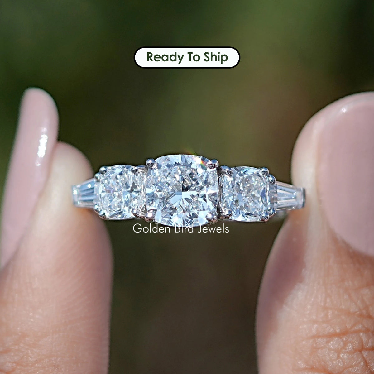 Square Cushion Lab Diamond Five Stone Ring