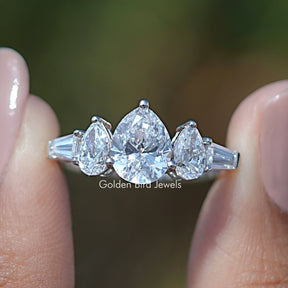 Lab Grown Pear Cut Diamond Five Stone Ring