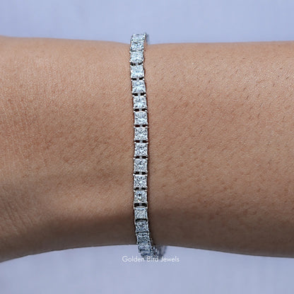 View Of Princess Cut Lab Grown Diamond Tennis Bracelet	
