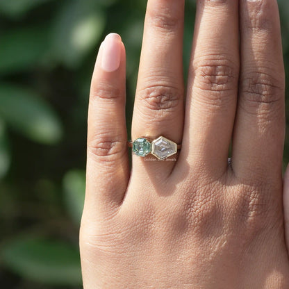 Unique Style Moissanite Toi Et Moi Engagement Ring