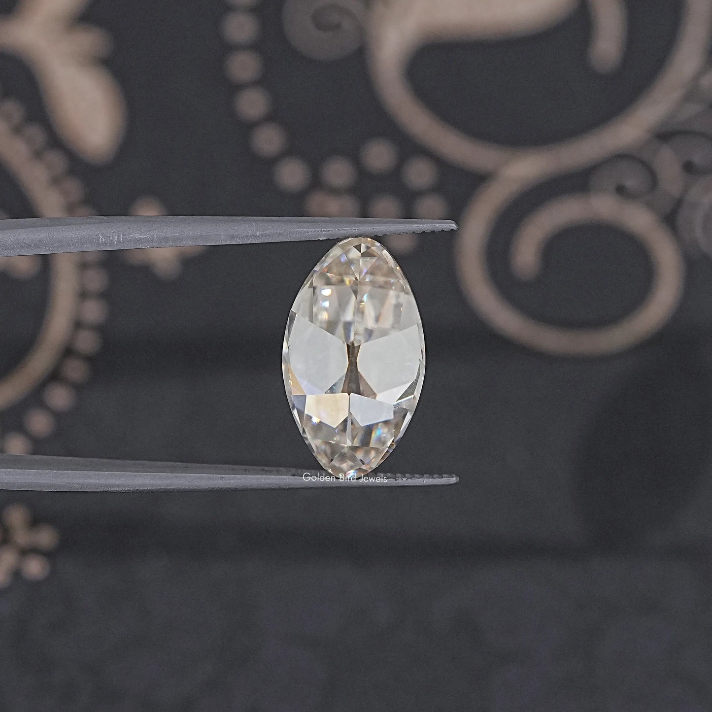 In Tweezer View Of Old Mine Moval Loose Moissanite Stone