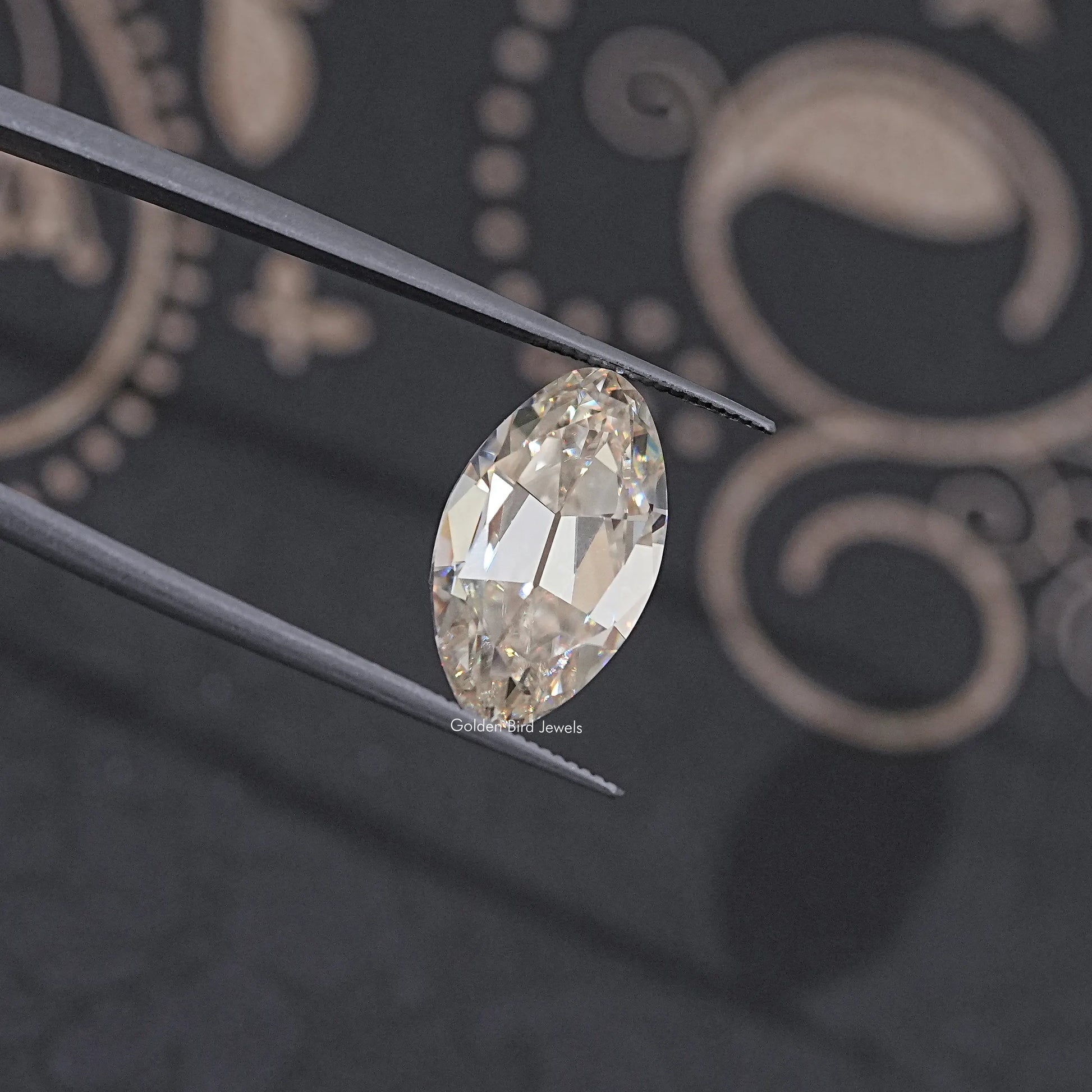 Back View Of Old Mine Moval Loose Moissanite Stone 