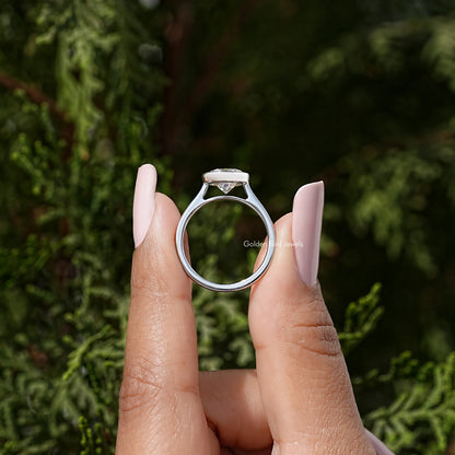 Old European Round Cut Moissanite Bezel Set Wedding Ring