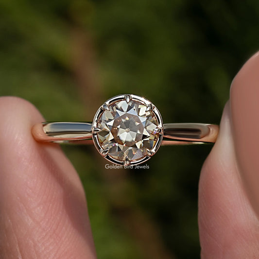 Old European Cut Round Moissanite Ring